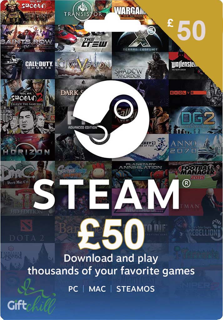 £50 Steam Gift Card (UK) | GiftChill.co.uk