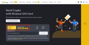 binance gift card redemption on website
