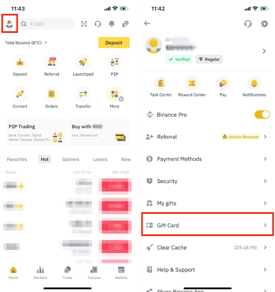 how to redeem binance gift card
