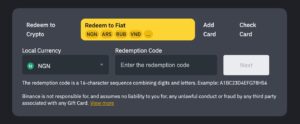 how to use using binance website to redeem a binance gift card